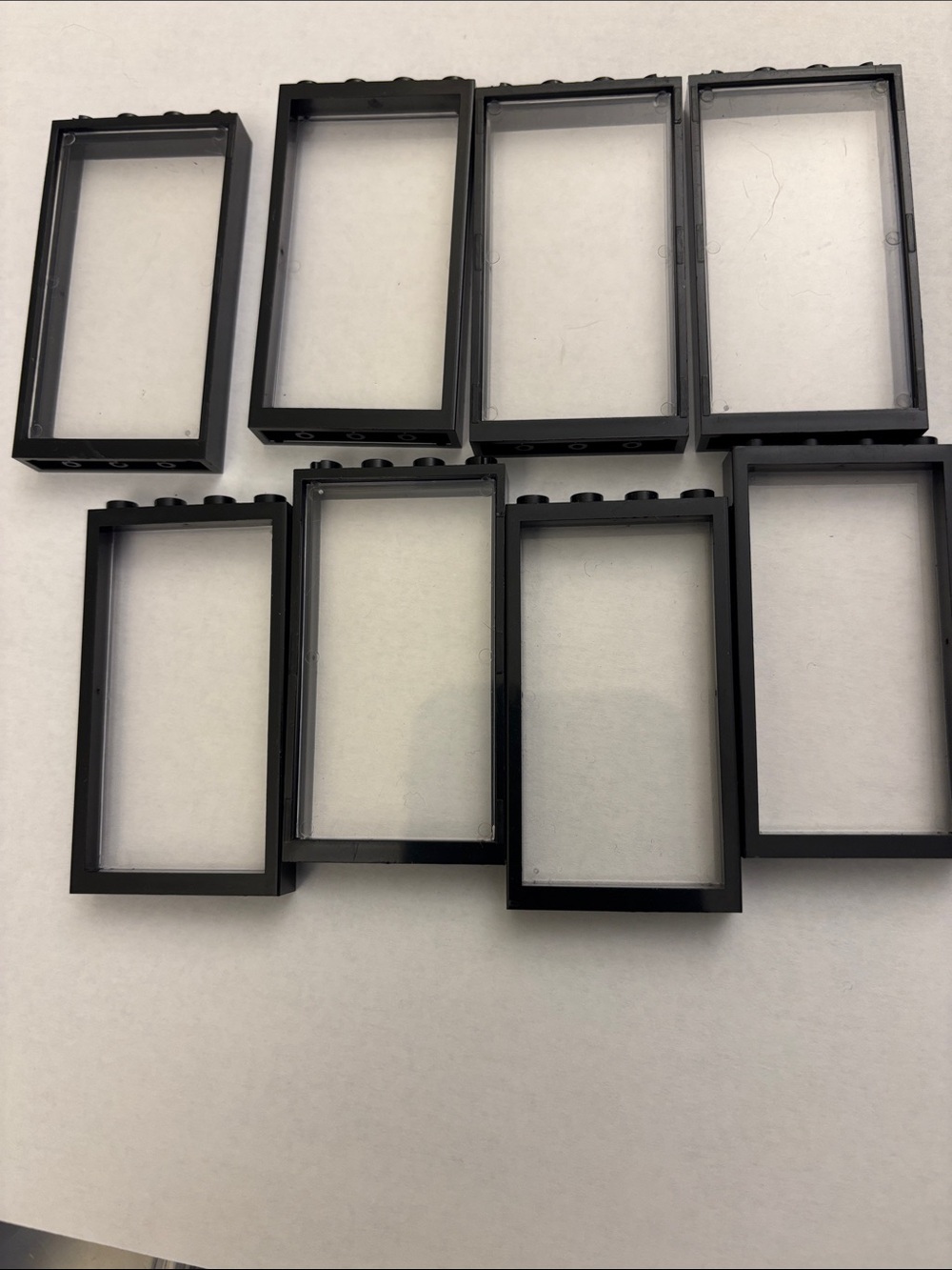Lego compatible Black Window Frames with Clear Panes (8)